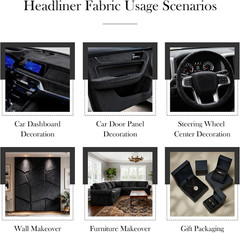 Black Suede Headliner Fabric, 96″ L×60″ W Car Headliner Material, Tela Para Tap