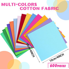 600 Pcs 4 X 4 Inch Solid Color Cotton Fabric Square Quilting Patchwork Fabric Pr