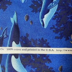 VIP Print Fabric Whales 18” Repeat 44” Wide Single piece 1 Yard 31 Inches VTG