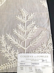 COLEFAX & FOWLER Frensham in Beige 15 3/4 x 18″ Embroidered Fabric Sample