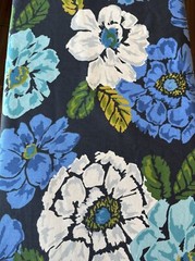Vtg Cotton Floral Fabric A)W:57”xL2Yd B)W24”x2.1Yd Blue/White Dogwoods Magnolias