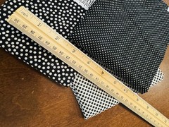 Lot of 3 Black White POLKA DOT COTTON FABRICS 1/4 YD & 2 FQ NEW Quilt Sew Doll