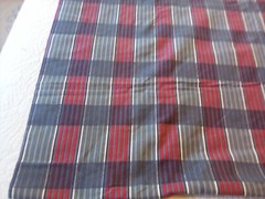 Light Dark Gray Red White Striped Cotton Flannel Fabric 36″ Wide 2.5 Yards Soft