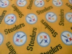 NFL Fleece Fabric- Pitt Steelers Yellow Toss (60 inches wide by 36 inches long)