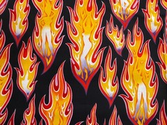 Alexander Henry Fabric Fire Girls 2003 Black 1 Yard Pinup Girls Flames