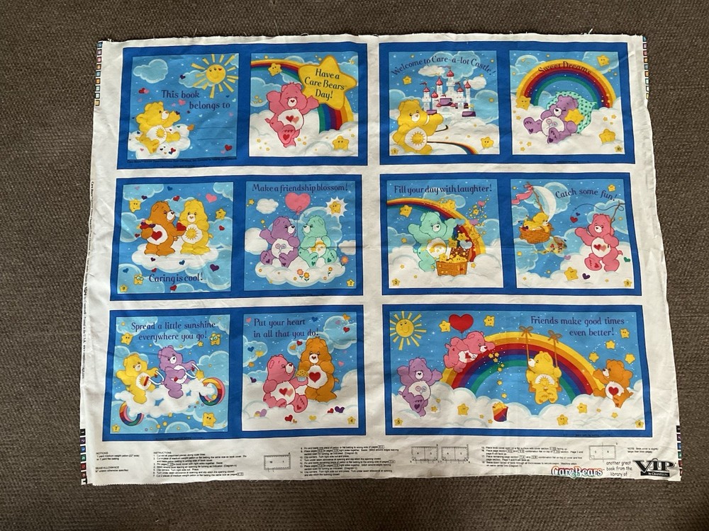 Cotton Fabric Story Book Care Bear 2004s By Cranston’s 44”X 34”215