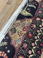 Turczyn Bloomcraft Jacobean Cotton Fabric Black Chinoiserie Pastoral 54×98”