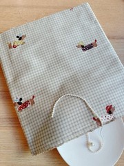5 yds (11.5” width) cute puppies light brown check cotton fabric 260275 A03