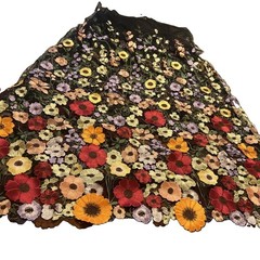 Over 4 Yards~ Beautiful 3D Embroidered Flowers on Black Tulle Lace Fabric
