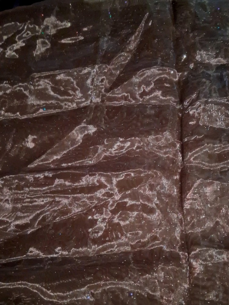 Dark Brown Silver Sparkly Sheer Polyester Fabric 56″ X 36″