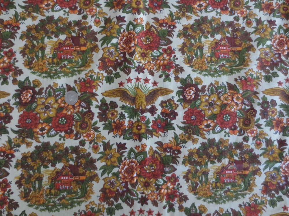 5172. House ‘N Home AMERICANA AUTUMNAL PRINT Cotton FABRIC – 44″ x 3-3/4 yds.