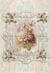 Victorian Shabby Chic Pink Roses Designer Cotton Fabric Quilt Block Multi-size