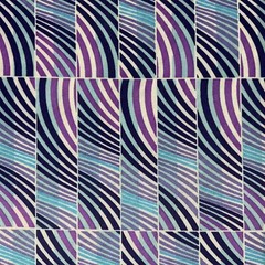 5 1/2 Yards Geometric Striped Curvy Purple Blue Stretch Knit Fabric 60″ W