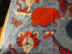 2 yards” x 40″ wide Fabric Quilt Red Elephant Lion Giraffe Tiger 2 pc Cranston