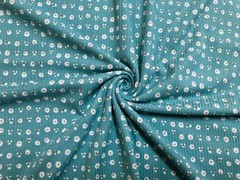 Rib Knit Fabric Persian Green Ditsy Daisy 4 Way Stretch 60″W By Yard-RBPR080