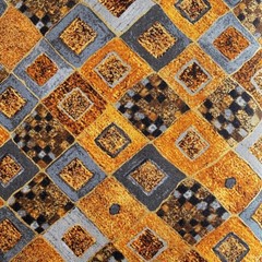 Gustav Klimt Squares & Diamonds Gold Metallic Quilting Cotton Fabric by Robert K