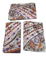 Vintage NOS Pale Pink / Purple Floral Paisley Fabric Rayon 3 Pieces 7 Yds Total