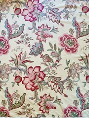 Margin Designs 1991 Jacobean Large Screen Print Fabric New Old Stock Pink Blue B