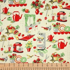 Michael Miller- 50’s Kitchen, Vintage – Fabric BTY, 100% Cotton CX1595 Fifties