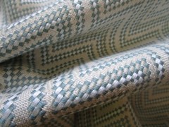 LU LU DK woven Chevron Outdoor fabric Zig Zag Blue Ivory BY the Yard x 56″W