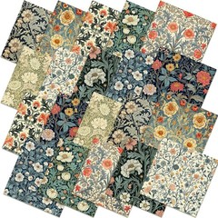 Hahafelt 10 Pcs 20”x20” William Morris Flowers Quilting Fabric Bundles Vintage