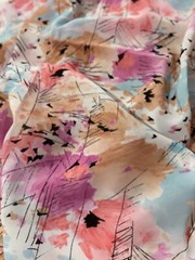Silky feel polyester fabric 2 yards 15″ x 44″ abstract design in pastel colors