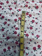 VTG Christmas Holiday Fabric Holly Poinsettia & Red Dots On White BTFQ