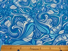 JoAnn Cotton Fabric Blue Teal Floral & Swirls 44″ x 44″