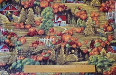 Vintage Cranston Fall Harvest Pumpkin Scenic Country Cotton Fabric 1+ Yards