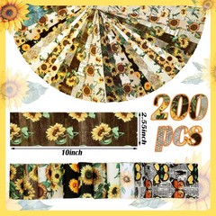 200 Pcs Sunflower Quilting Fabric Strips Jelly Roll Precut Sewing Crafts