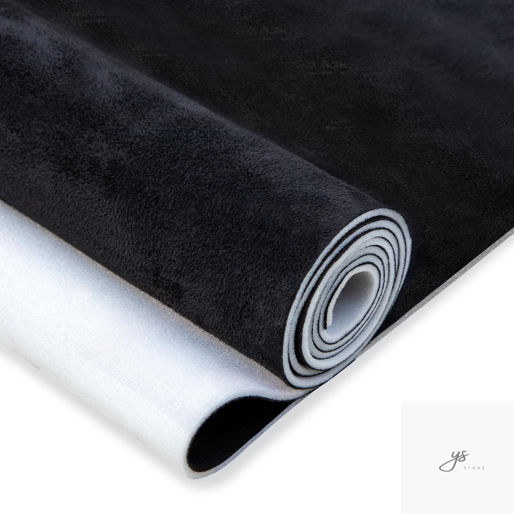 Suede Auto Headliner Fabric 36″ L × 60″ W with Foam Backing – Black Interior