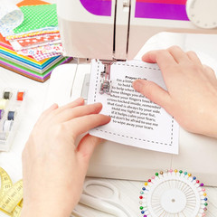 Pocket Prayer Quilt Panel Squares with Small Wooden Crosses Mini