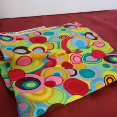 2010 Fabric Material Circles In Circles Hippie Mod 39 x 43 “