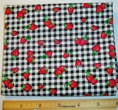 Joann Fabrics Little Red Strawberries on White/Black Check Fat Quarter