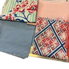 Floral Gingham Geometric Fabric Swatch Sample Packs Coordinating Colors 24pc Lot