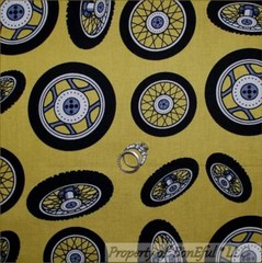 BonEful FABRIC FQ Cotton Quilt Green Black Garage VTG Car Truck Tire Wheel Tool