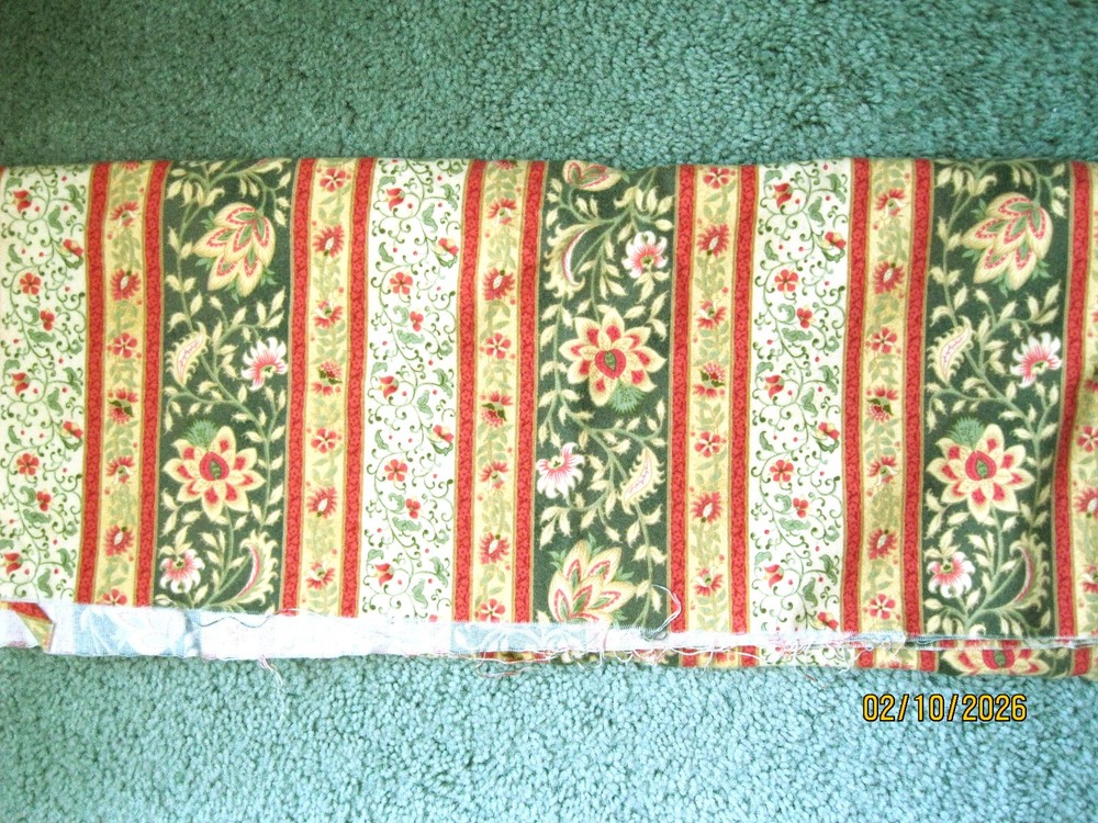 Flannel, Marcus Brothers, green, red, yellow stripes with flower patterns