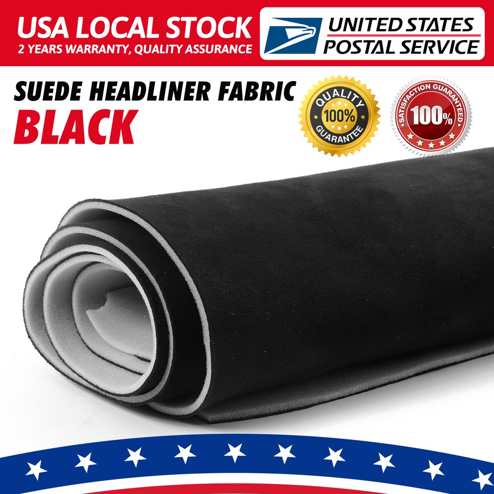 118″x 60″ Black New Foam Backed Headliner Fabric for Car Roof Panel Lining 3mm