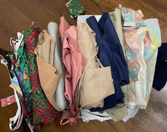 Scrap Fabric Lot Cotton Solids Prints Mixed Themes Quilt Crafts Over 3.5 lbs