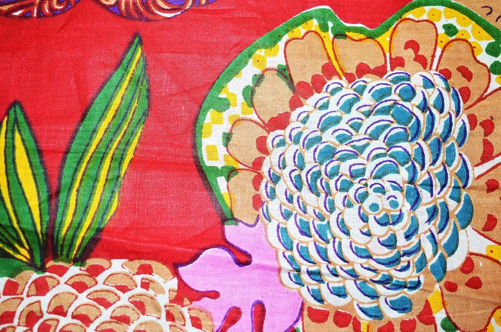 Indian Hand Fruit Print Cotton Fabric Natural Printed Handmade Sanganeri Vintage