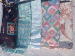 Assorted Fabric Pieces Lot, Multicolor Mixed Colors & Patterns, Crafts