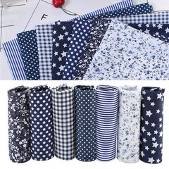 7pcs 50x50cm Cotton Fabric DIY Assorted Pre-Cut Bedding Kit (Blue)