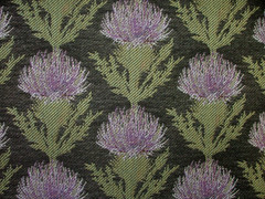 Scottish Thistle Curtain Fabric Black And Violet Upholstery Cushion Jacquard