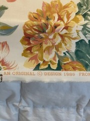 Vtg Robert Allen Floral sateen cotton McMillen 1989 7 yds 55″ peach green dupont