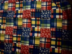 VTG ‘70’s Colorful Faux Ditsy & Plaid Patchwork 3 ” SQ Cheater Quilt BTFQ