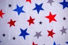 BTY*RED, BLUE, & DK GREY STARS ON BLUE/GREY ANTI PILL FLEECE FABRIC 1 YD 60×36″