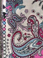 Ornate Italian Paisley Viscose Challis Fabric 60×80″ Pink Red Blue White 2.2 Yds