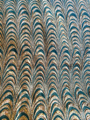 Green & Gold embossed Metallic puffy Brocade Fabric By the Yard 60″ Wide