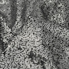1 Yard Sequin Fabric by the Yard Velvet Sequins Fabric, Black Silver