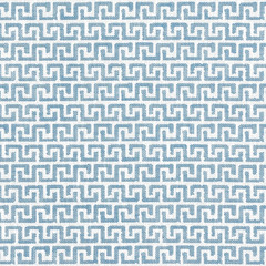 Thibaut Geometric Greek Key Outdoor Uphol Fabric- Merritt Cornflower 3 yd W74248